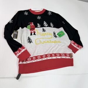 Tipsy Elves Sweater Mens 3XL Black White Red Yellow Snow Light Up Ugly Christmas